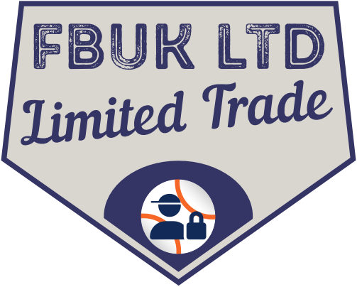 Limited Trade Game logo - outline of baseball play and padlock on home plate