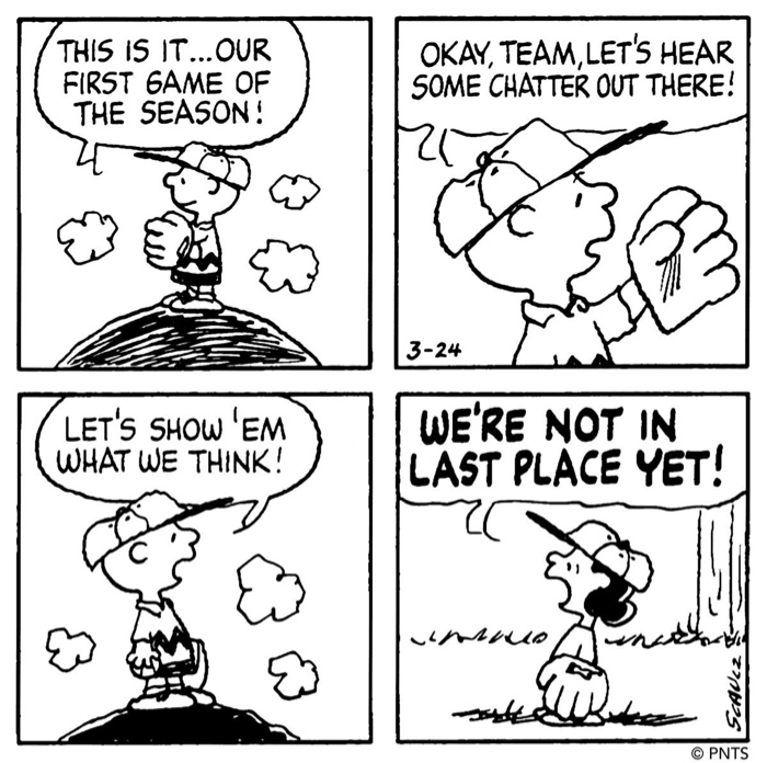 Peanuts comic strip - baseball team's first day of season